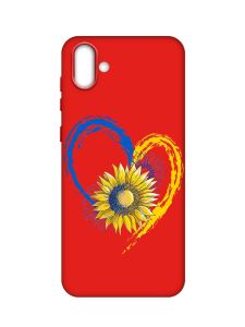 Матовий червоний чохол на Samsung Galaxy A04 :: Серце з соняхом. Україна (принт 260)