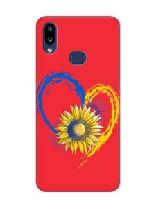 Матовий червоний чохол на Samsung Galaxy A10s (A107) :: Серце з соняхом. Україна (принт 260)