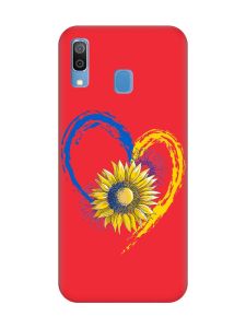 Матовий червоний чохол на Samsung Galaxy A30 (2019) / A20 (2019) :: Серце з соняхом. Україна (принт 260)