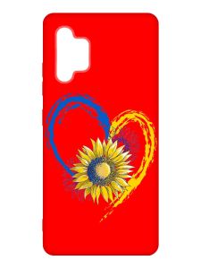 Матовий червоний чохол на Samsung Galaxy A32 :: Серце з соняхом. Україна (принт 260)