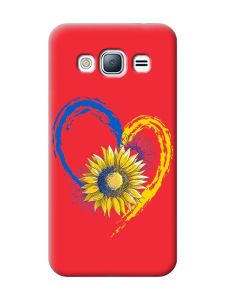 Матовий червоний чохол на Samsung Galaxy J3 / J310 :: Серце з соняхом. Україна (принт 260)