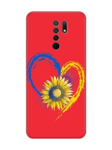 Матовий червоний чохол на Xiaomi Redmi 9 :: Серце з соняхом. Україна (принт 260)