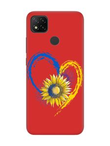 Матовий червоний чохол на Xiaomi Redmi 9C/10A :: Серце з соняхом. Україна (принт 260)
