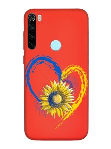 Матовий червоний чохол на Xiaomi Redmi Note 8T :: Серце з соняхом. Україна (принт 260)