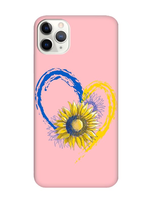 Матовий рожевий чохол на iPhone 11 Pro Max (6.5) :: Серце з соняхом. Україна (принт 260)