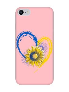 Матовий рожевий чохол на iPhone 7 / 8 :: Серце з соняхом. Україна (принт 260)