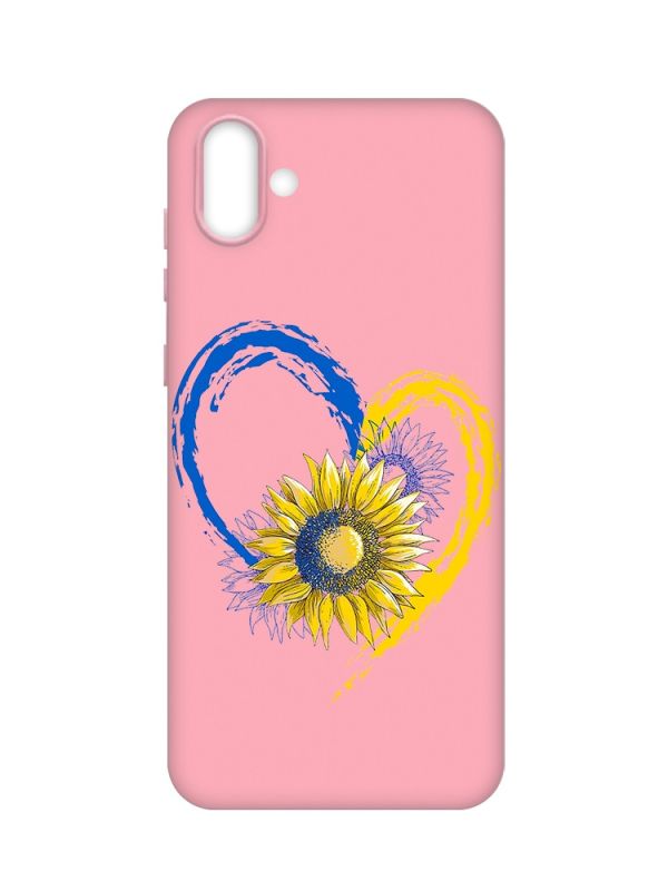 Матовий рожевий чохол на Samsung Galaxy A04 :: Серце з соняхом. Україна (принт 260)