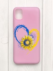 Матовий рожевий чохол на Samsung Galaxy A04E/A042 :: Серце з соняхом. Україна (принт 260)
