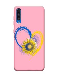 Матовий рожевий чохол на Samsung Galaxy A50 (2019) A505 :: Серце з соняхом. Україна (принт 260)