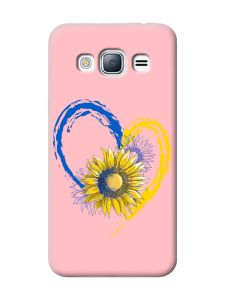 Матовий рожевий чохол на Samsung Galaxy J3 / J310 :: Серце з соняхом. Україна (принт 260)