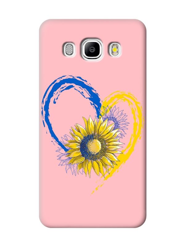 Матовий рожевий чохол на Samsung Galaxy J5(2016) J510 :: Серце з соняхом. Україна (принт 260)