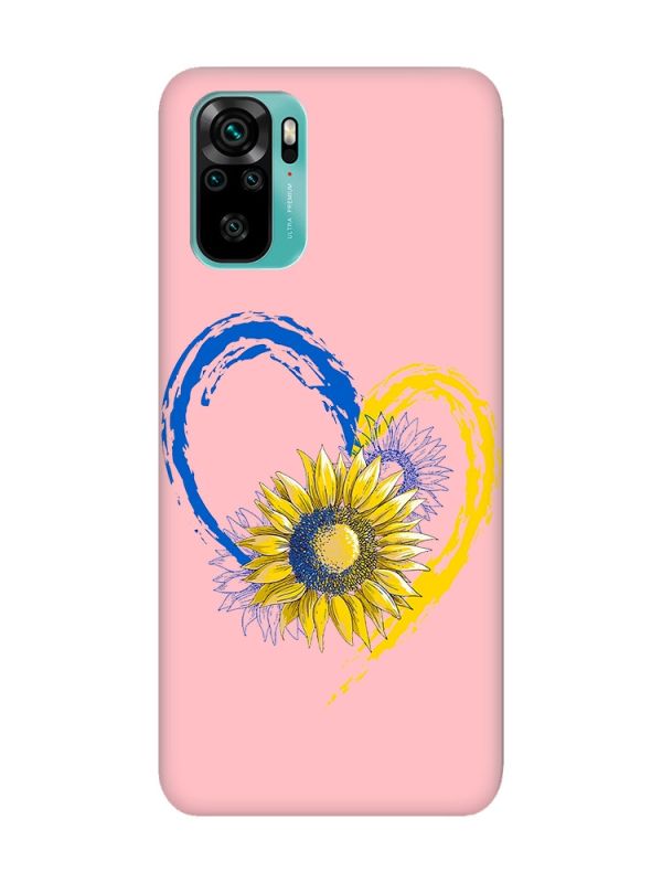 Матовий рожевий чохол на Xiaomi Redmi Note 10 / Note 10s :: Серце з соняхом. Україна (принт 260)