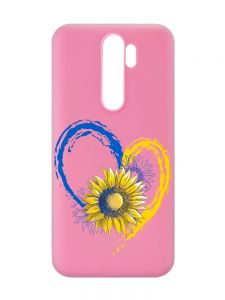 Матовий рожевий чохол на Xiaomi Redmi Note 8 Pro :: Серце з соняхом. Україна (принт 260)