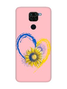 Матовий рожевий чохол на Xiaomi Redmi Note 9 :: Серце з соняхом. Україна (принт 260)