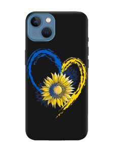 Матовий чорний чохол на Apple iPhone 13 :: Серце з соняхом. Україна (принт 260)