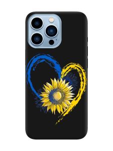 Матовий чорний чохол на Apple iPhone 13 Pro Max :: Серце з соняхом. Україна (принт 260)