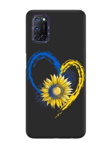 Матовий чорний чохол на Oppo A52/A72/A92 :: Серце з соняхом. Україна (принт 260)