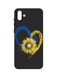 Матовий чорний чохол на Samsung Galaxy A04 :: Серце з соняхом. Україна (принт 260)