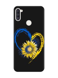 Матовий чорний чохол на Samsung Galaxy A11 :: Серце з соняхом. Україна (принт 260)