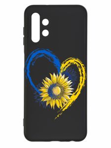 Матовий чорний чохол на Samsung Galaxy A13 4G :: Серце з соняхом. Україна (принт 260)
