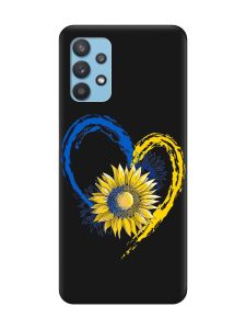 Матовий чорний чохол на Samsung Galaxy A32 :: Серце з соняхом. Україна (принт 260)