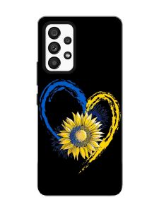 Матовий чорний чохол на Samsung Galaxy A53 4G/5G :: Серце з соняхом. Україна (принт 260)