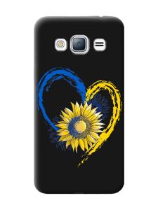 Матовий чорний чохол на Samsung Galaxy J3 / J310 :: Серце з соняхом. Україна (принт 260)