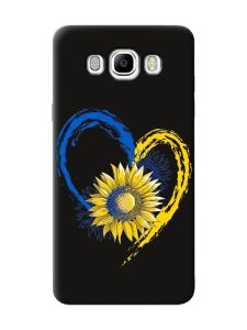 Матовий чорний чохол на Samsung Galaxy J7(2016) J710 :: Серце з соняхом. Україна (принт 260)