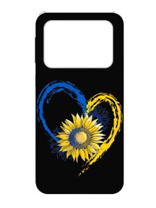 Матовий чорний чохол на Xiaomi Poco X4 Pro 5G :: Серце з соняхом. Україна (принт 260)