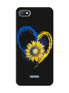Матовий чорний чохол на Xiaomi Redmi 6A :: Серце з соняхом. Україна (принт 260)