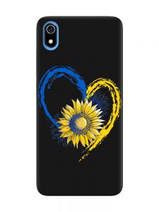 Матовий чорний чохол на Xiaomi Redmi 7A :: Серце з соняхом. Україна (принт 260)