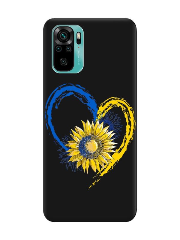 Матовий чорний чохол на Xiaomi Redmi Note 10 / Note 10s :: Серце з соняхом. Україна (принт 260)