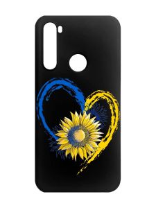 Матовий чорний чохол на Xiaomi Redmi Note 8 :: Серце з соняхом. Україна (принт 260)