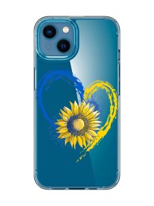 Прозорий чохол для iPhone 13 mini :: Серце з соняхом. Україна (принт 260)