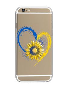 Прозорий чохол на iPhone 6/6s :: Серце з соняхом. Україна (принт 260)