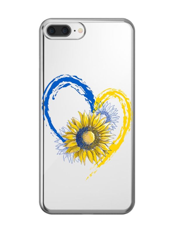Прозорий чохол на iPhone 7 Plus/8 Plus :: Серце з соняхом. Україна (принт 260)