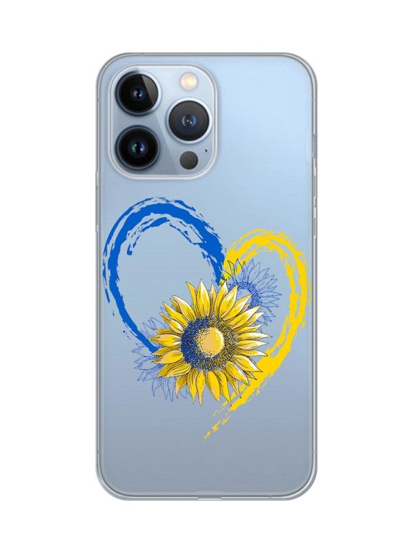 Прозорий чохол на Apple iPhone 13 Pro :: Серце з соняхом. Україна (принт 260)