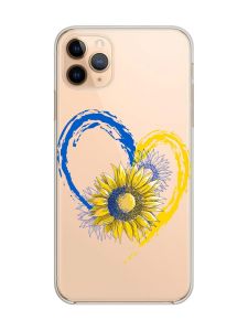Прозорий чохол на iPhone 11 Pro Max (6,5) :: Серце з соняхом. Україна (принт 260)