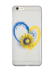Прозорий чохол на iPhone 6+/6 Plus :: Серце з соняхом. Україна (принт 260)