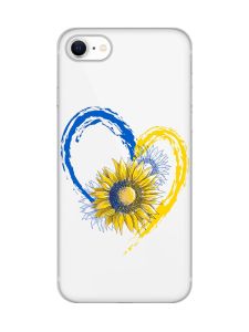Прозорий чохол на iPhone SE 2020 :: Серце з соняхом. Україна (принт 260)
