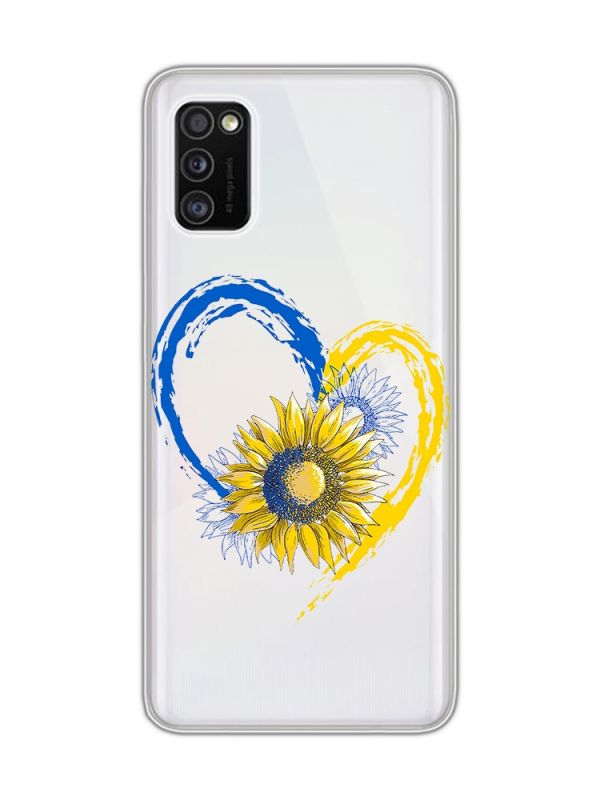 Прозорий чохол на Samsung Galaxy A41 :: Серце з соняхом. Україна (принт 260)