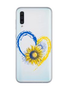 Прозорий чохол на Samsung Galaxy A50 (2019) A505 :: Серце з соняхом. Україна (принт 260)