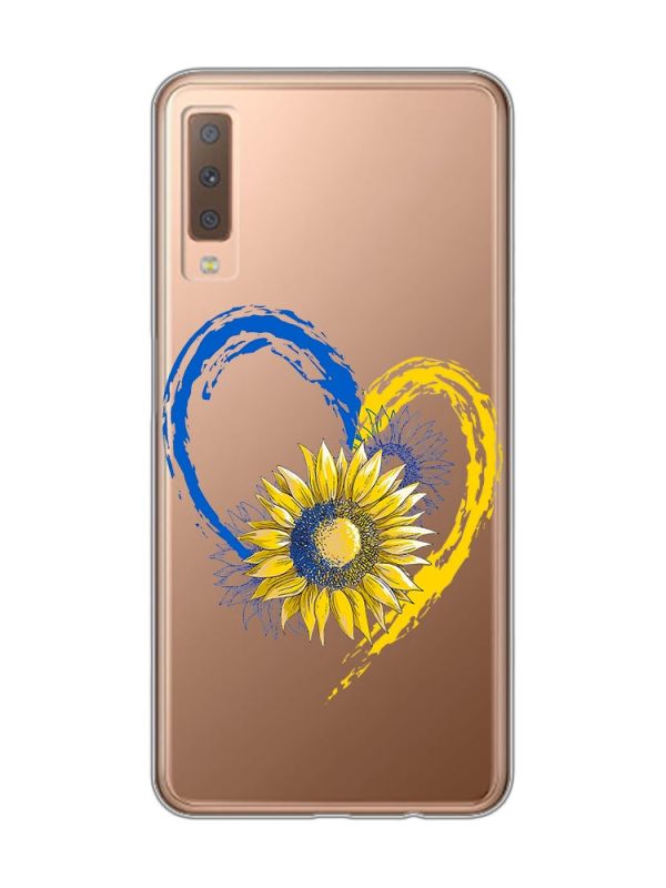 Прозорий чохол на Samsung Galaxy A7(2018) A750 :: Серце з соняхом. Україна (принт 260)
