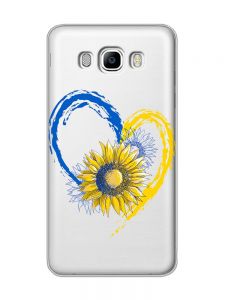 Прозорий чохол на Samsung Galaxy J7(2016) J710 :: Серце з соняхом. Україна (принт 260)