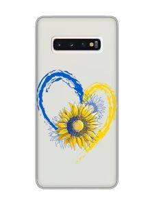 Прозорий чохол на Samsung Galaxy S10 :: Серце з соняхом. Україна (принт 260)