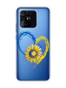 Прозорий чохол на Xiaomi Redmi 10C :: Серце з соняхом. Україна (принт 260)