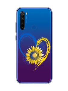 Прозорий чохол на Xiaomi Redmi Note 8T :: Серце з соняхом. Україна (принт 260)