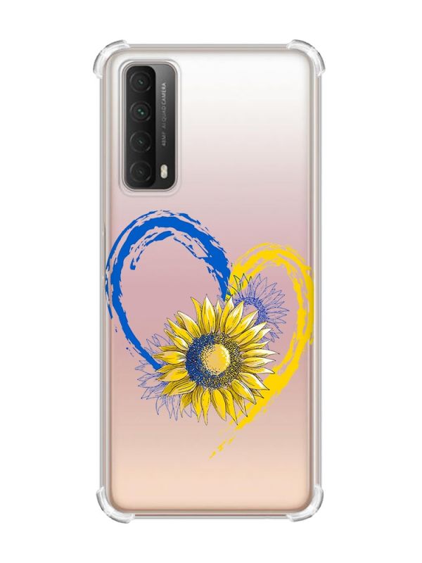 Чохол з потовщеними кутами на Huawei P Smart 2021 :: Серце з соняхом. Україна (принт 260)