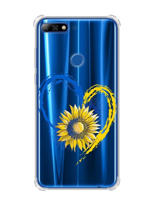 Чохол з потовщеними кутами на Huawei Y7 2018/Y7 Prime 2018 :: Серце з соняхом. Україна (принт 260)