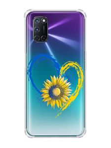 Чохол з потовщеними кутами на Oppo A52/A72/A92 :: Серце з соняхом. Україна (принт 260)